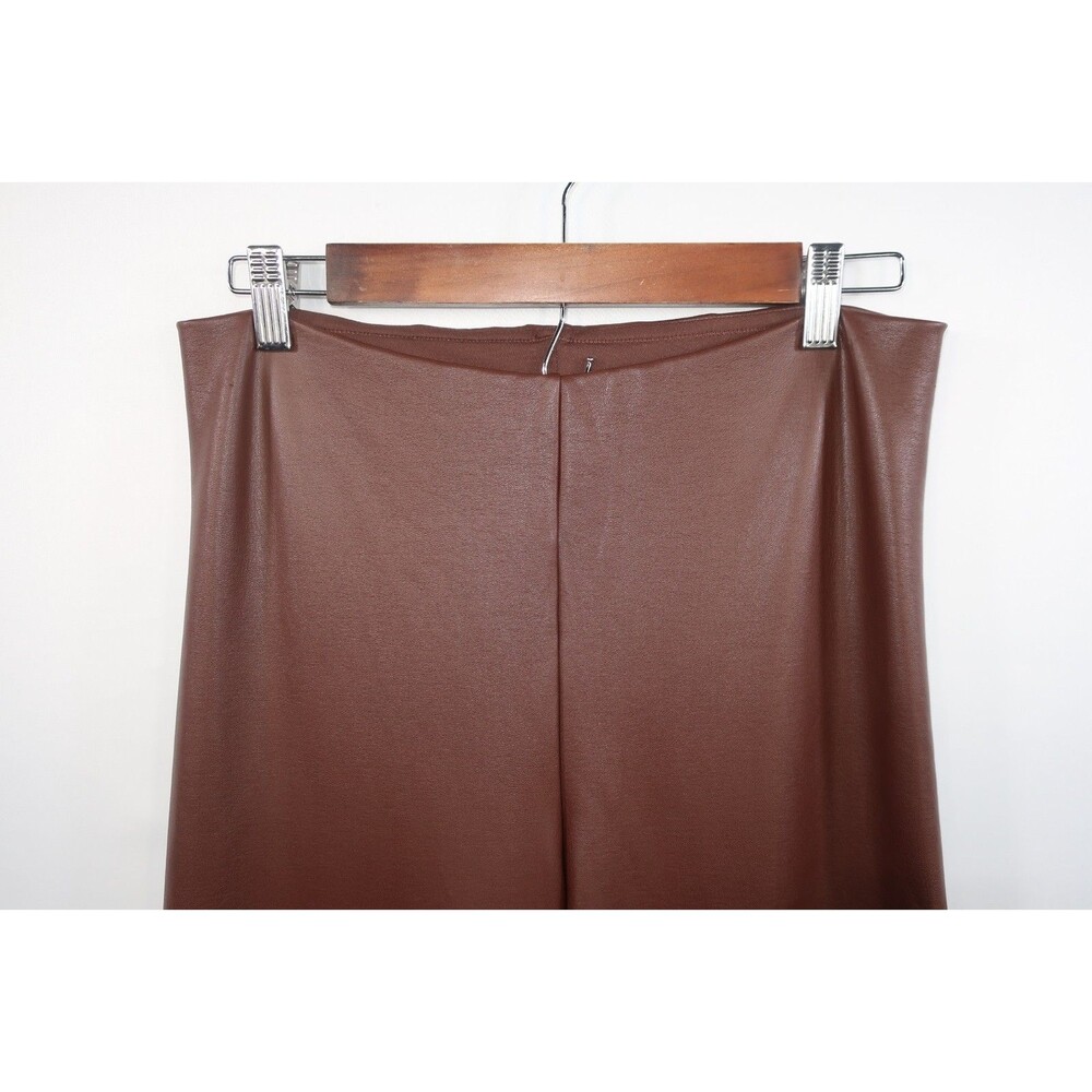 New Skims Brown Faux Leather Wide Leg Leather Pants Size XL Pull On *Imperfect - Picture 5 of 15